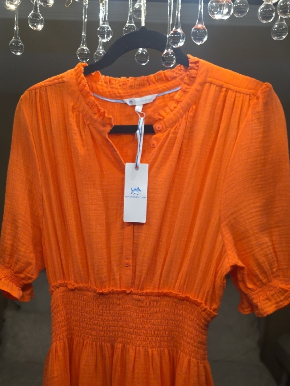Southern Tide Christa Sunset Coral Cotton Tiered Maxi Dress Size M - Picture 4 of 16